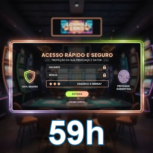 Pessoa acessando 59h no celular com login oficial